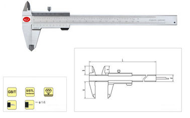 calibre vernier résistant d'acier inoxydable de 0-200mm, échelles de pouce/calibre vernier métrique