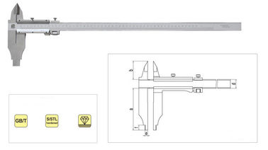 Ouvrez le calibre vernier de cadran d'acier inoxydable de bloc avec le style de graine et les mâchoires standard